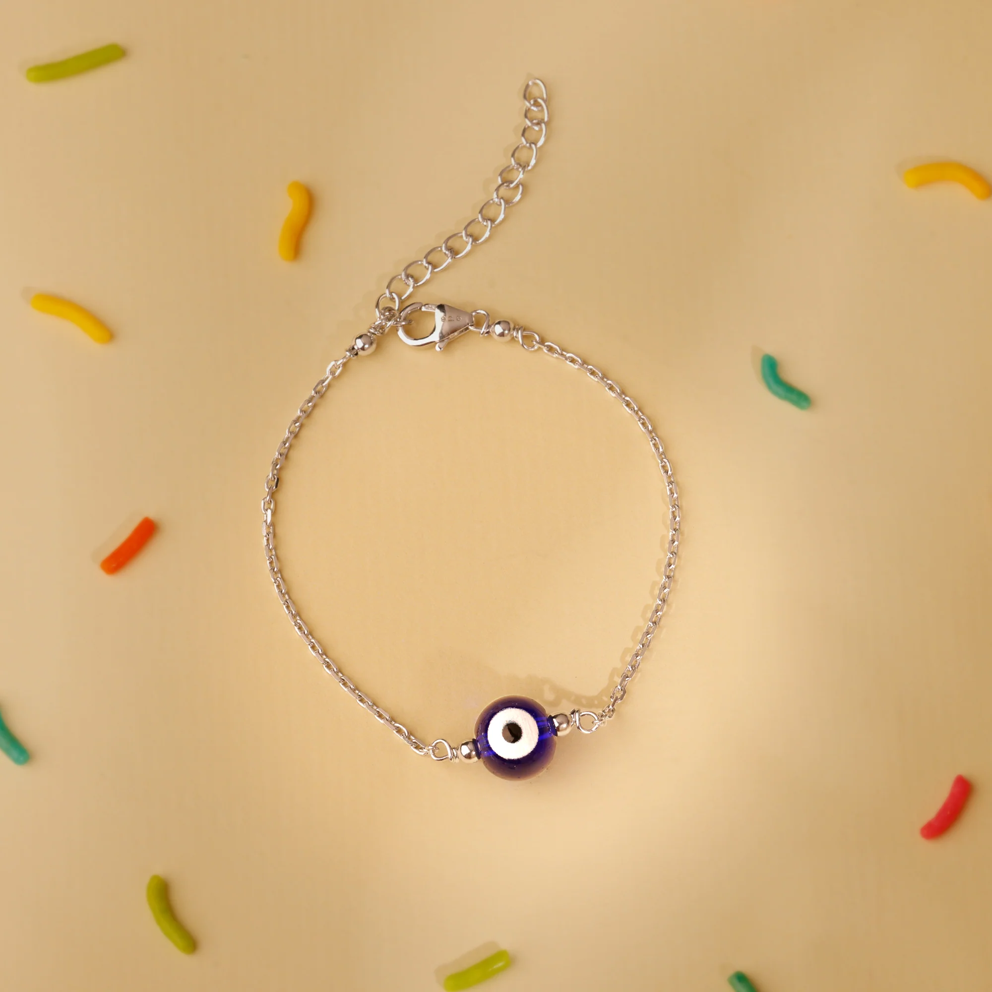 Silver Evil Eye Cutie Kids Anklet - Image 6
