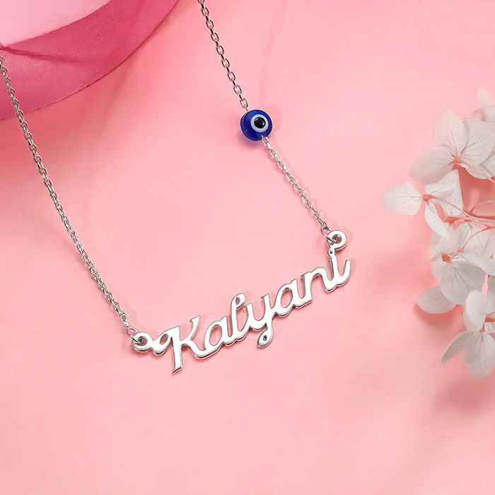 Silver Evil Eye Personalised Name Necklace - Image 2