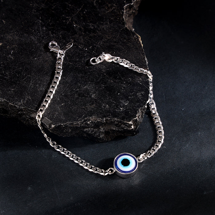 Silver Evil Eye Style Bracelet For Him - Image 2