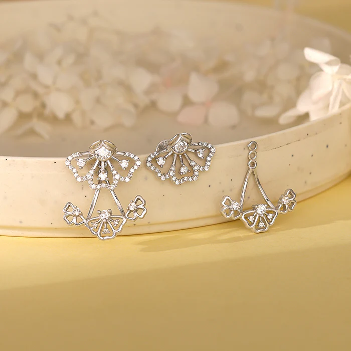 Silver Eyebright Convertible Earrings - Image 4