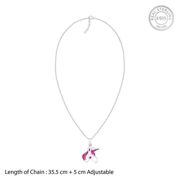 Silver Fairy Unicorn Kids Pendant With Link Chain - Image 6