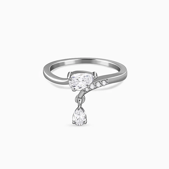 Silver Falling Light Ring
