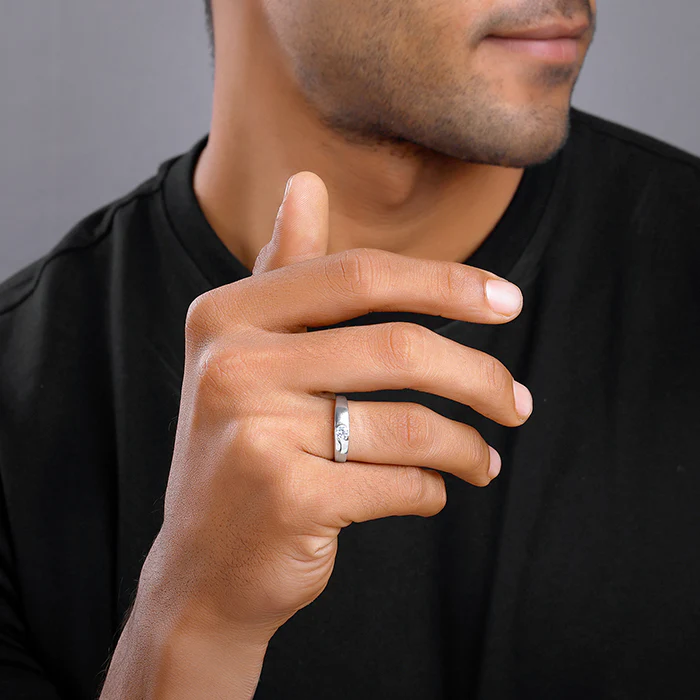 Silver Fibonacci Flow Ring For Him - Image 3