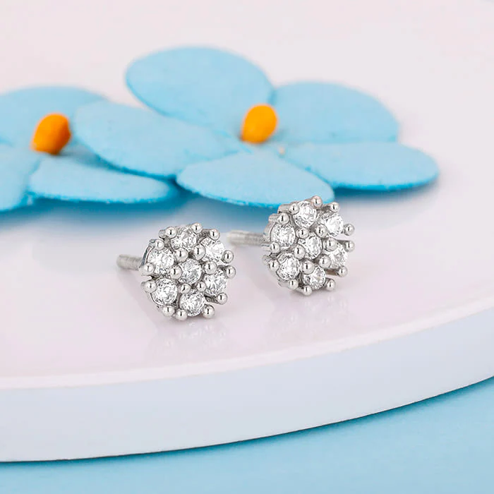 Silver Floral Elegant Earrings - Image 2