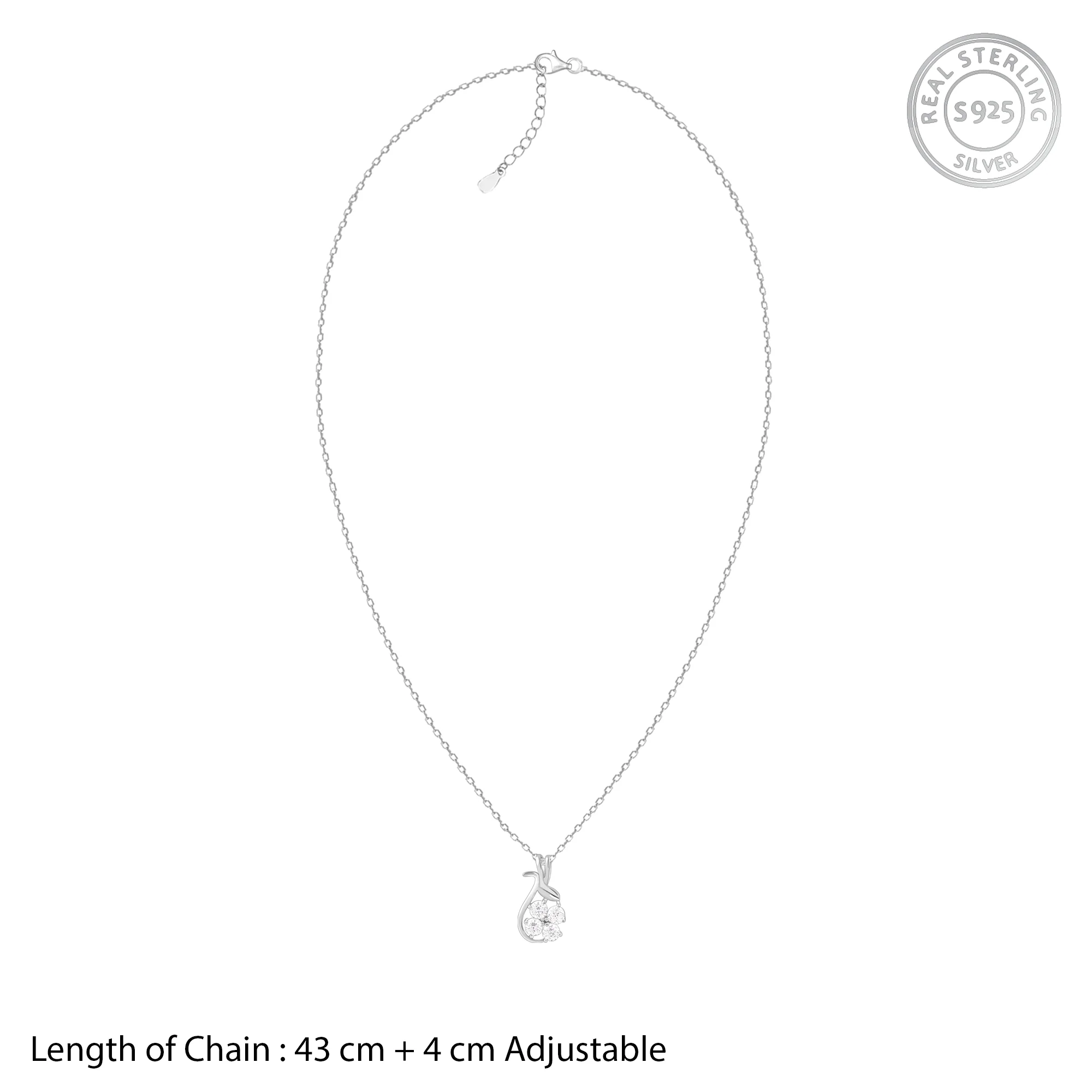 Silver Floral Hug Pendant With Link Chain - Image 6