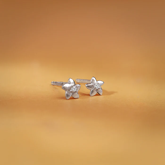 Silver Flower Bloom Earrings - Image 2