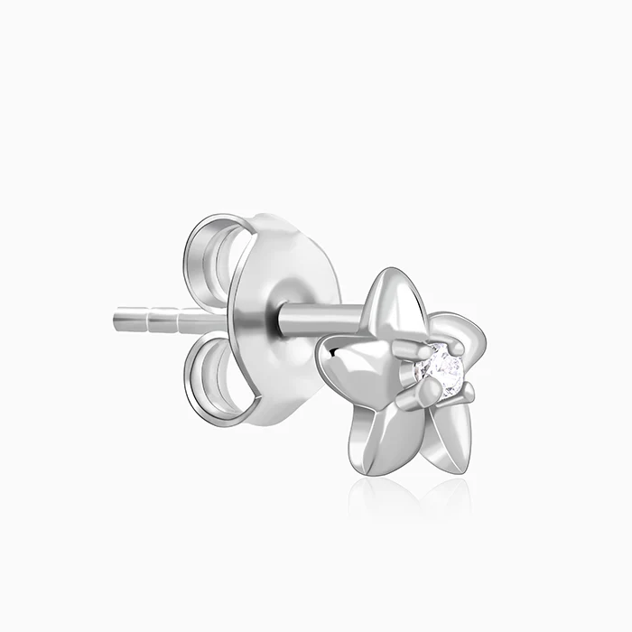 Silver Flower Bloom Earrings - Image 4