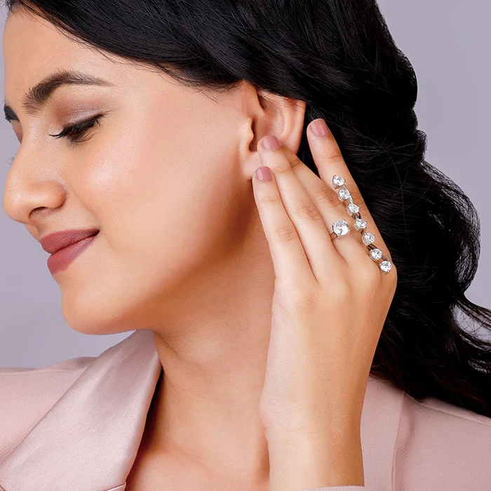 Silver Forever Sparkle Statement Ring - Image 3