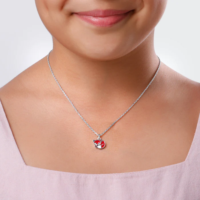 Silver Foxy Kids Pendant with Link Chain - Image 3