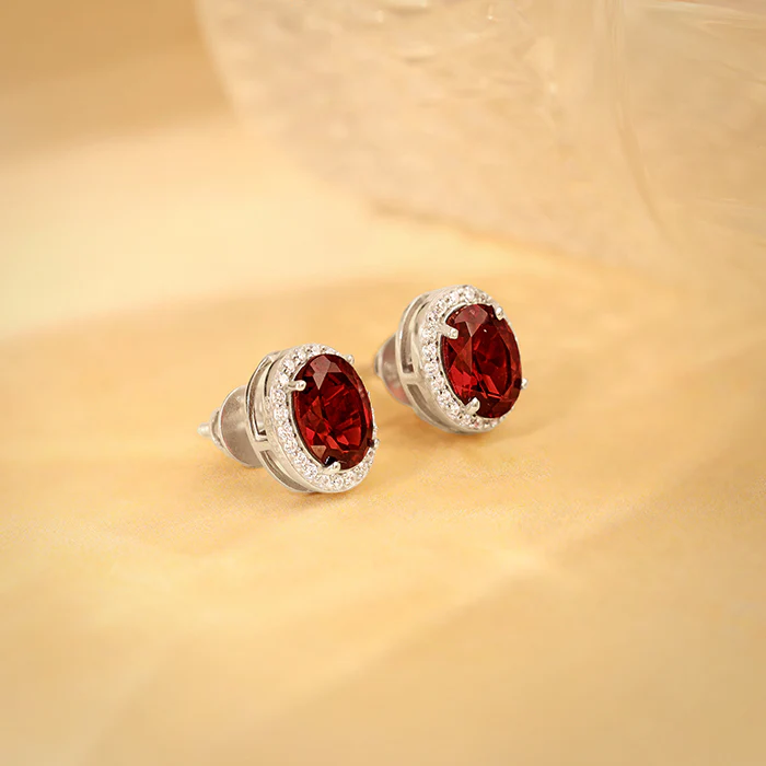 Silver Garnet Glimmer Earrings - Image 2