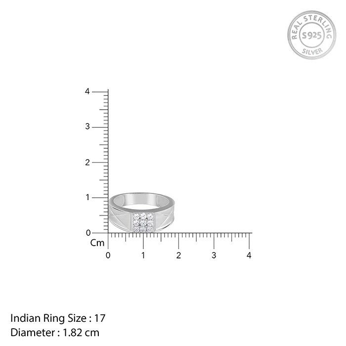 Silver Geometric Glimmer Ring For Him - Image 5