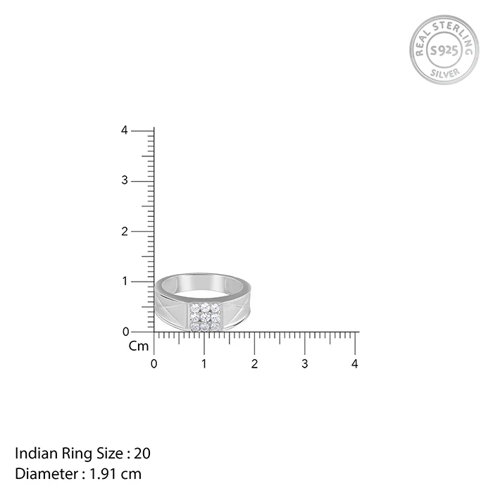 Silver Geometric Glimmer Ring For Him - Image 6