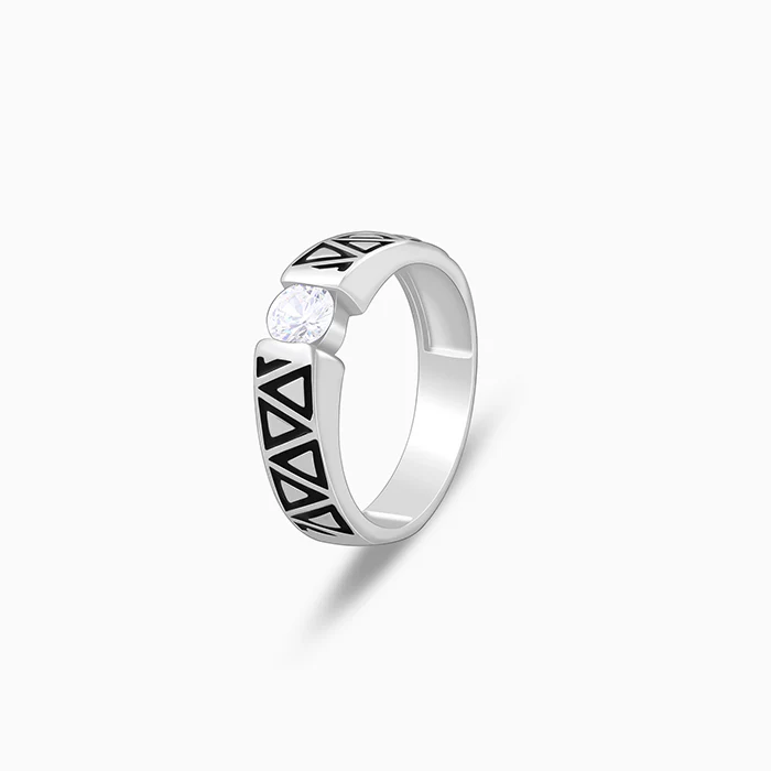 Silver Geometric Majesty Ring For Him - Image 4