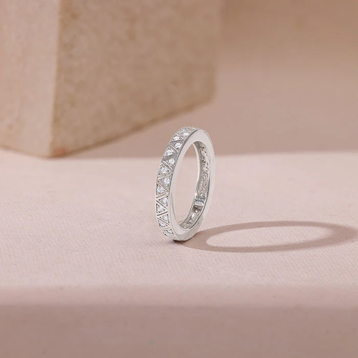 Silver Geometric Triangle Ring For Him - Image 2