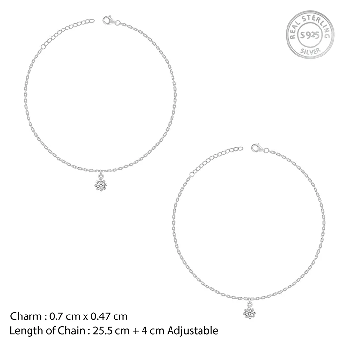 Silver Glow Linked Chain Anklet - Image 4