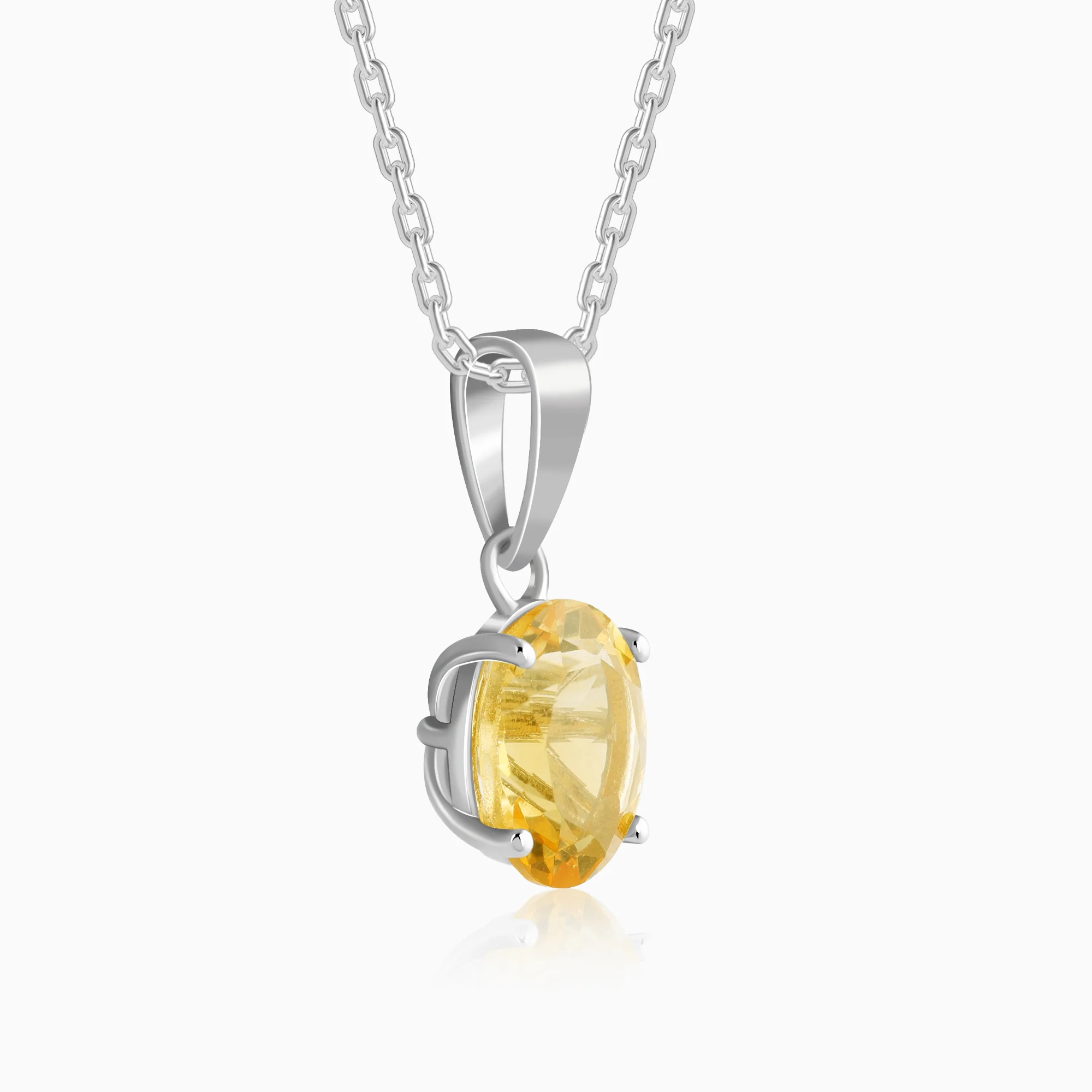 Silver Grace Citrine Pendant With Link Chain - Image 4