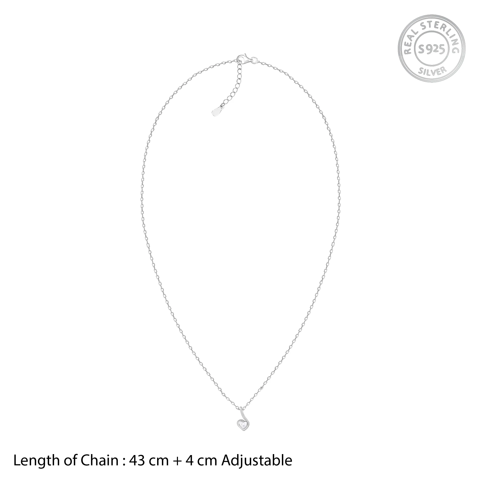 Silver Graceful Love Pendant With Link Chain - Image 6