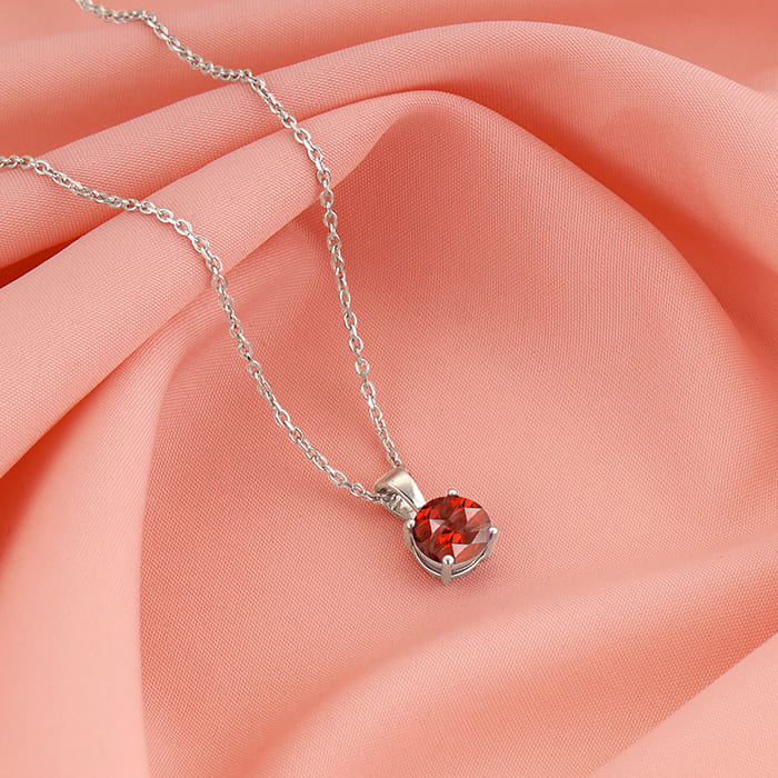 Silver Gracious Red Pendant with Link Chain - Image 2