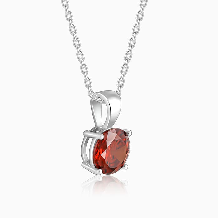 Silver Gracious Red Pendant with Link Chain - Image 4