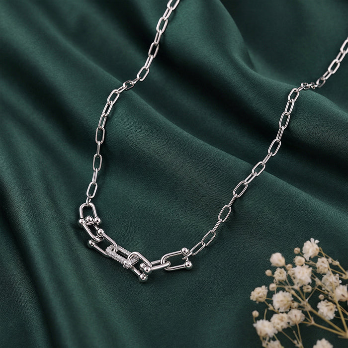 Silver Graduated Link Necklace - Image 2