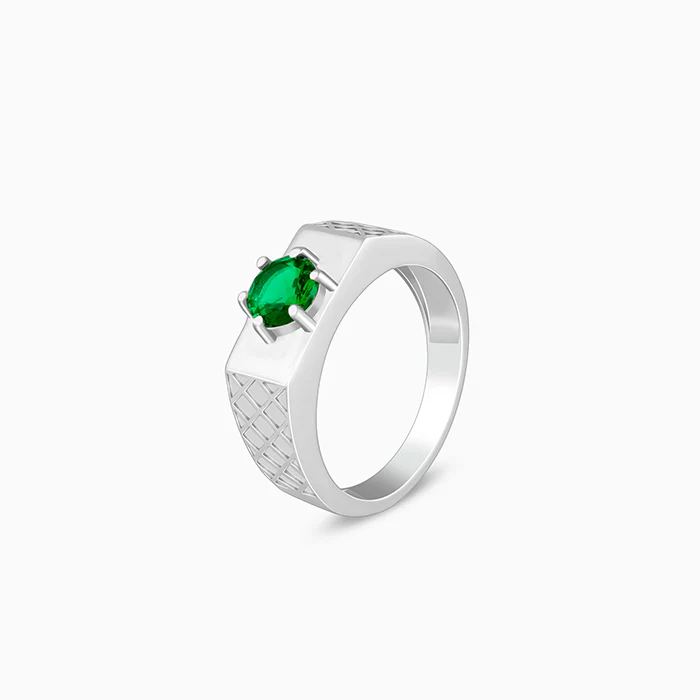 Silver Green Enigma Ring For Him - Image 4