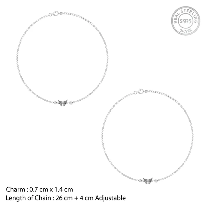 Silver Gypsy Butterfly Anklet - Image 3