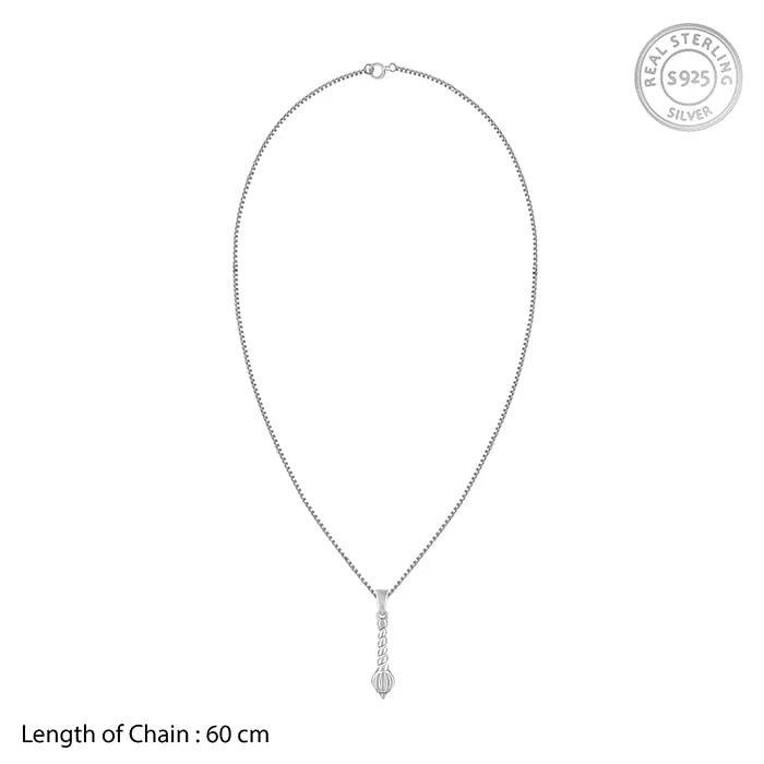 Silver Hanuman Gada Pendant with Box Chain For Him - Image 5