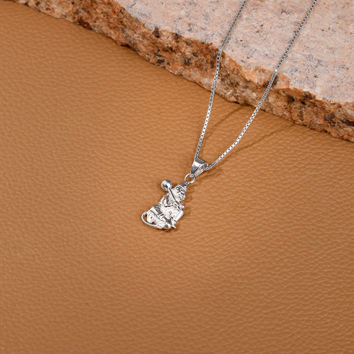 Silver Hanuman Pendant With Box Chain For Him - Image 2