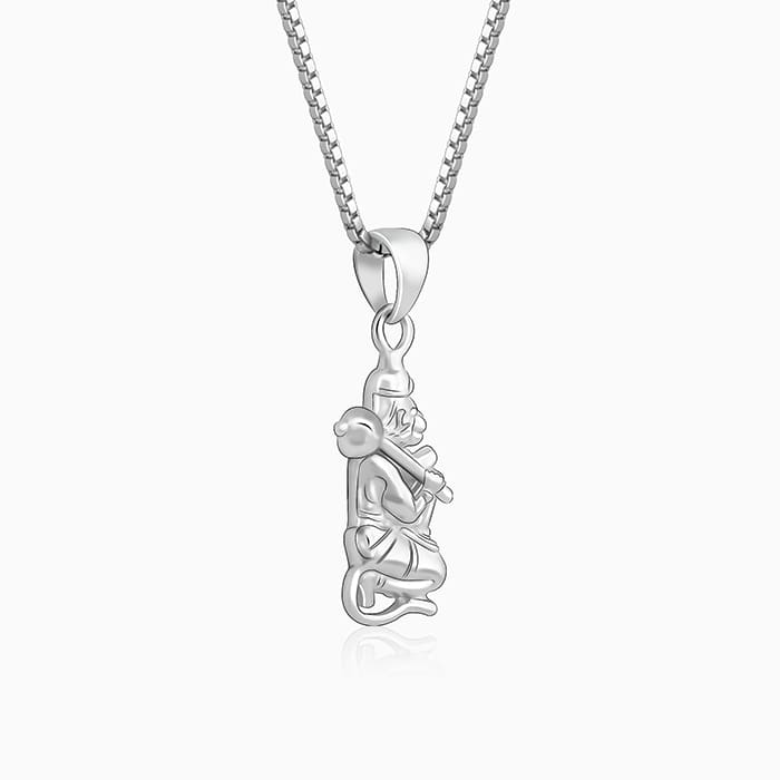 Silver Hanuman Pendant With Box Chain For Him - Image 4