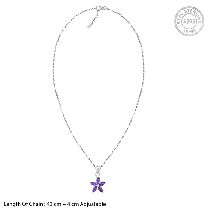 Silver Healing Flower Pendant With Link Chain - Image 6