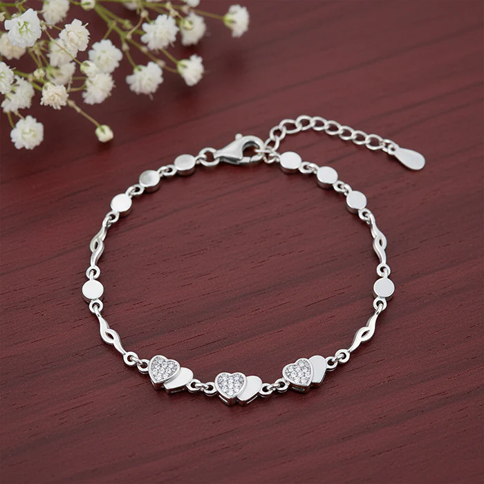 Silver Heart 2 Heart Bracelet - Image 2
