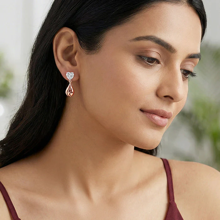 Rose Gold Unsaid Love Earrings - Image 3