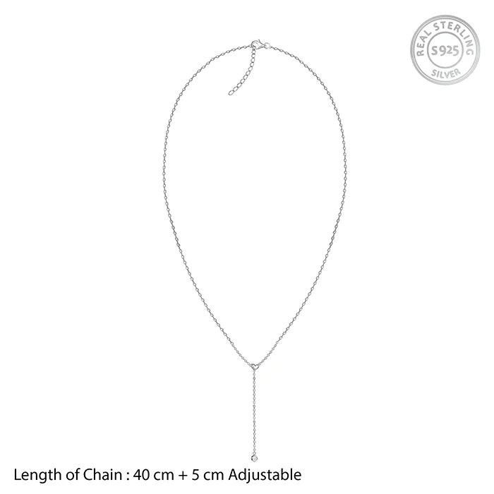 Silver Heart Drip Lariat Necklace - Image 4