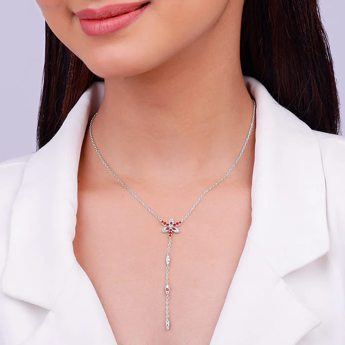 Silver Heart in Heart Lariat Necklace - Image 3