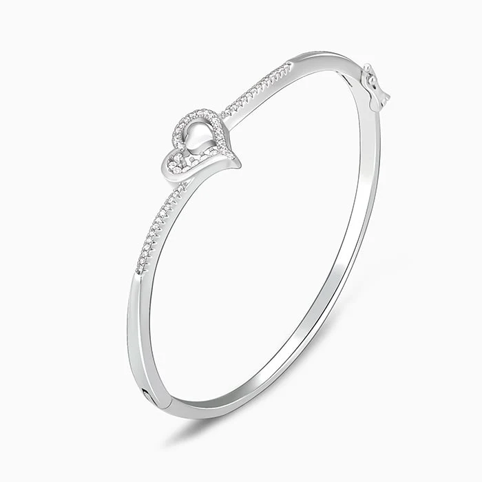 Silver Heart in Love Bangle Bracelet - Image 4