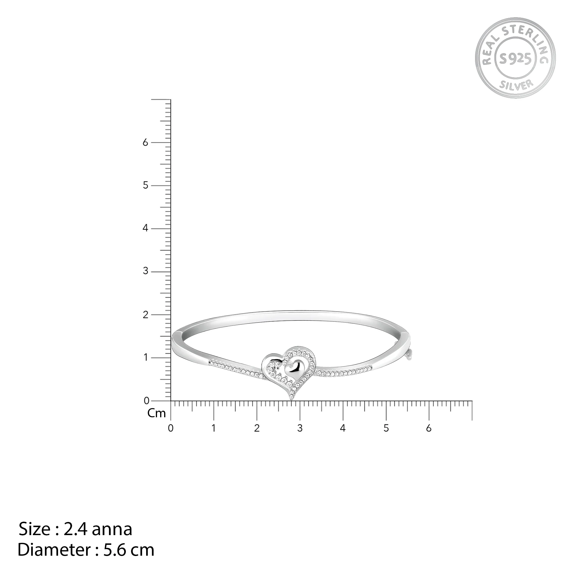 Silver Heart in Love Bangle Bracelet - Image 6
