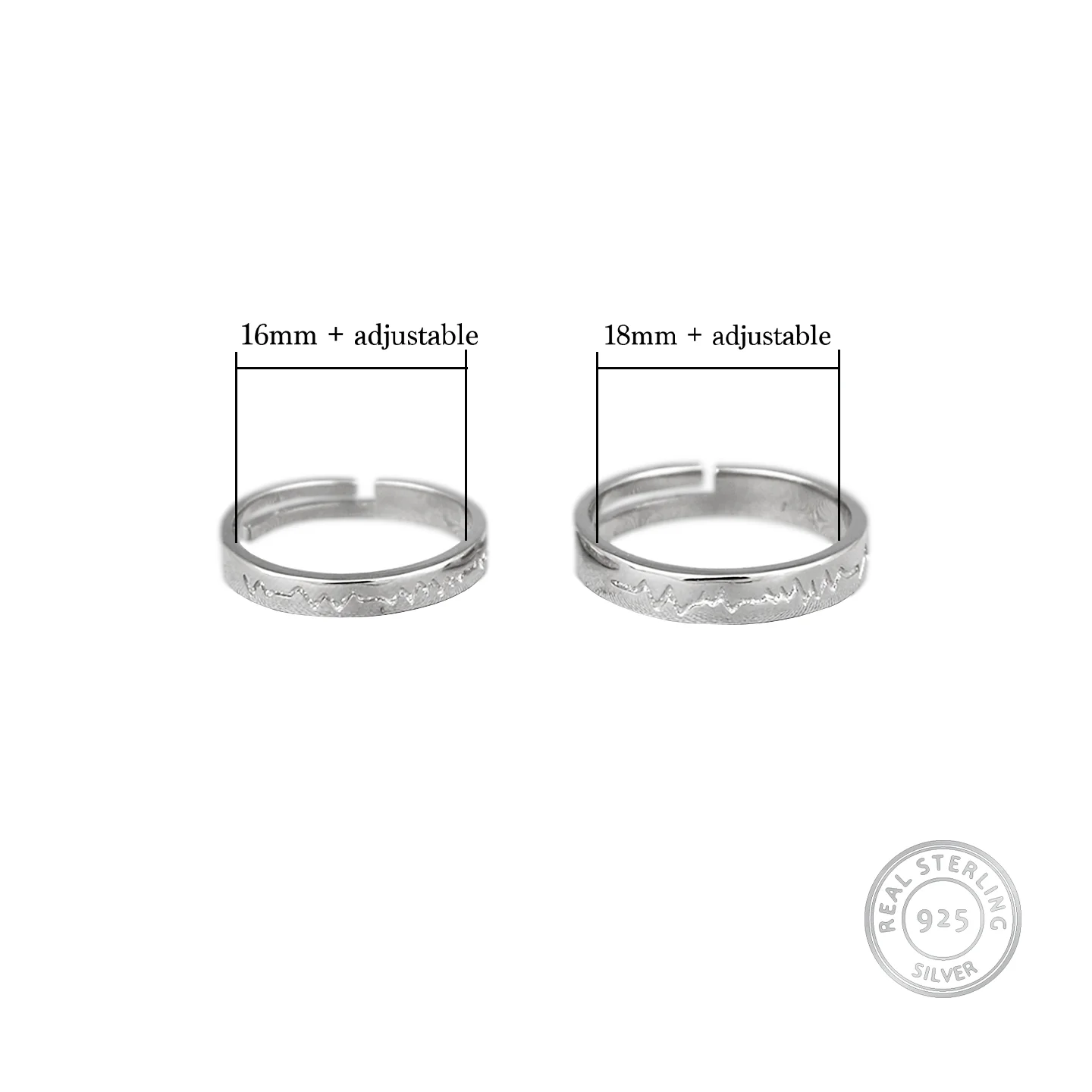 Silver Heartbeat Couple Rings - Image 5