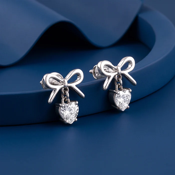 Silver Heartdrop Earrings - Image 2