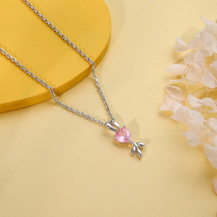 Silver Hearts in Bloom Pendant With Link Chain - Image 2