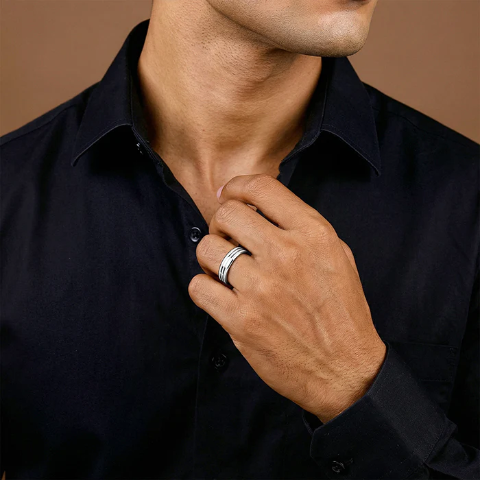 Silver Imperial Crest Band For Him - Image 3