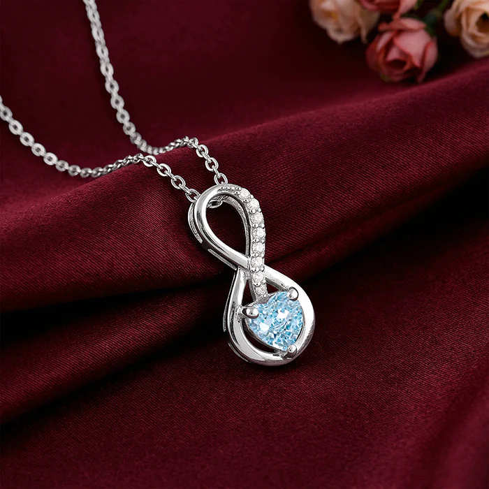 Silver Infinite Blue Pendant With Link Chain - Image 2