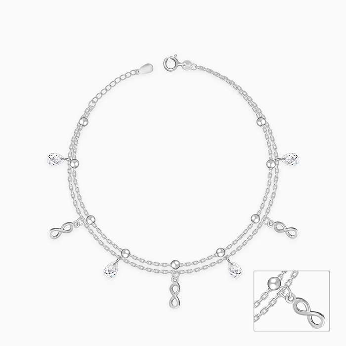 Silver Infinite Drizzle Anklet - Image 3
