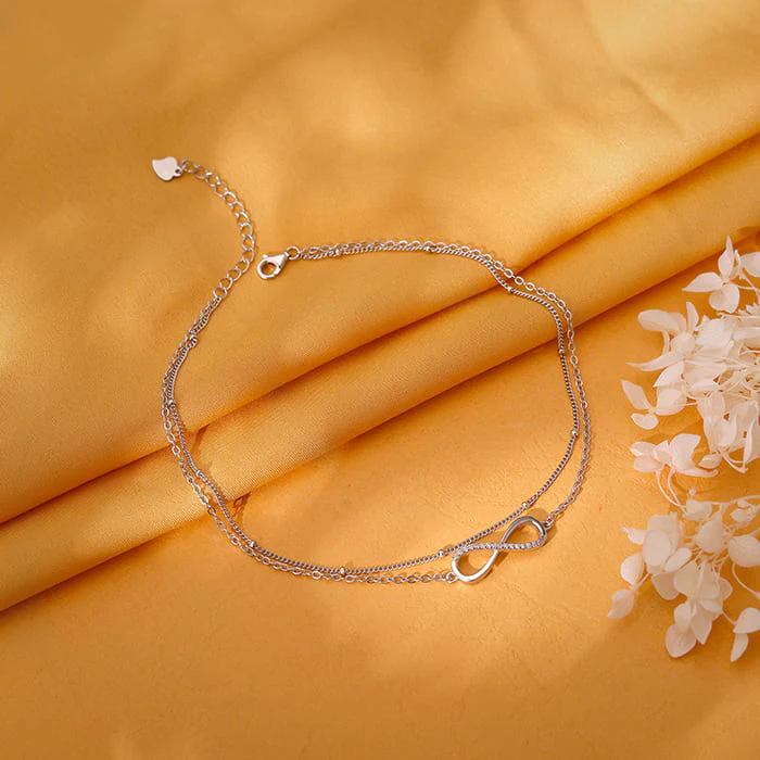 Silver Infinite Glow Layered Anklet - Image 2