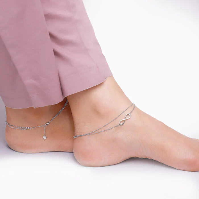 Silver Infinite Glow Layered Anklet - Image 3