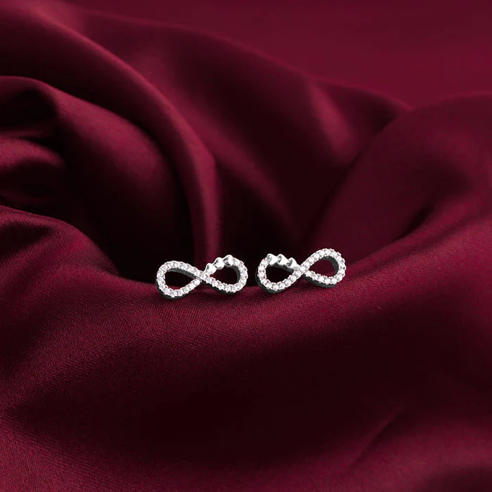 Silver Infinity Heart Earrings - Image 2
