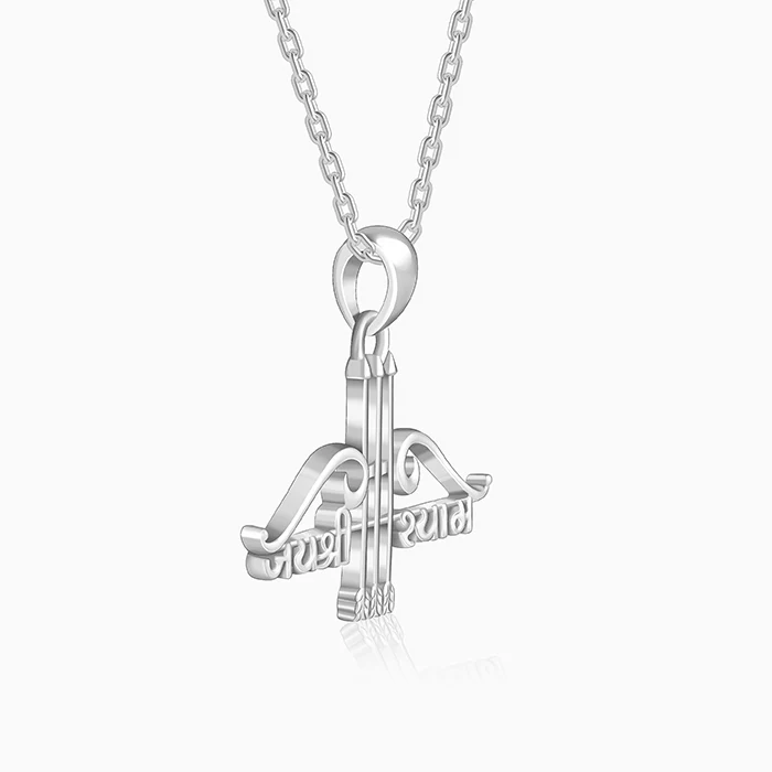 Silver Jai Shree Shyam Pendant With Box Chain For Him - Image 4