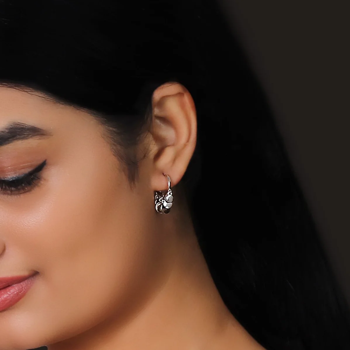 Silver Jingle Hoop Earrings - Image 3