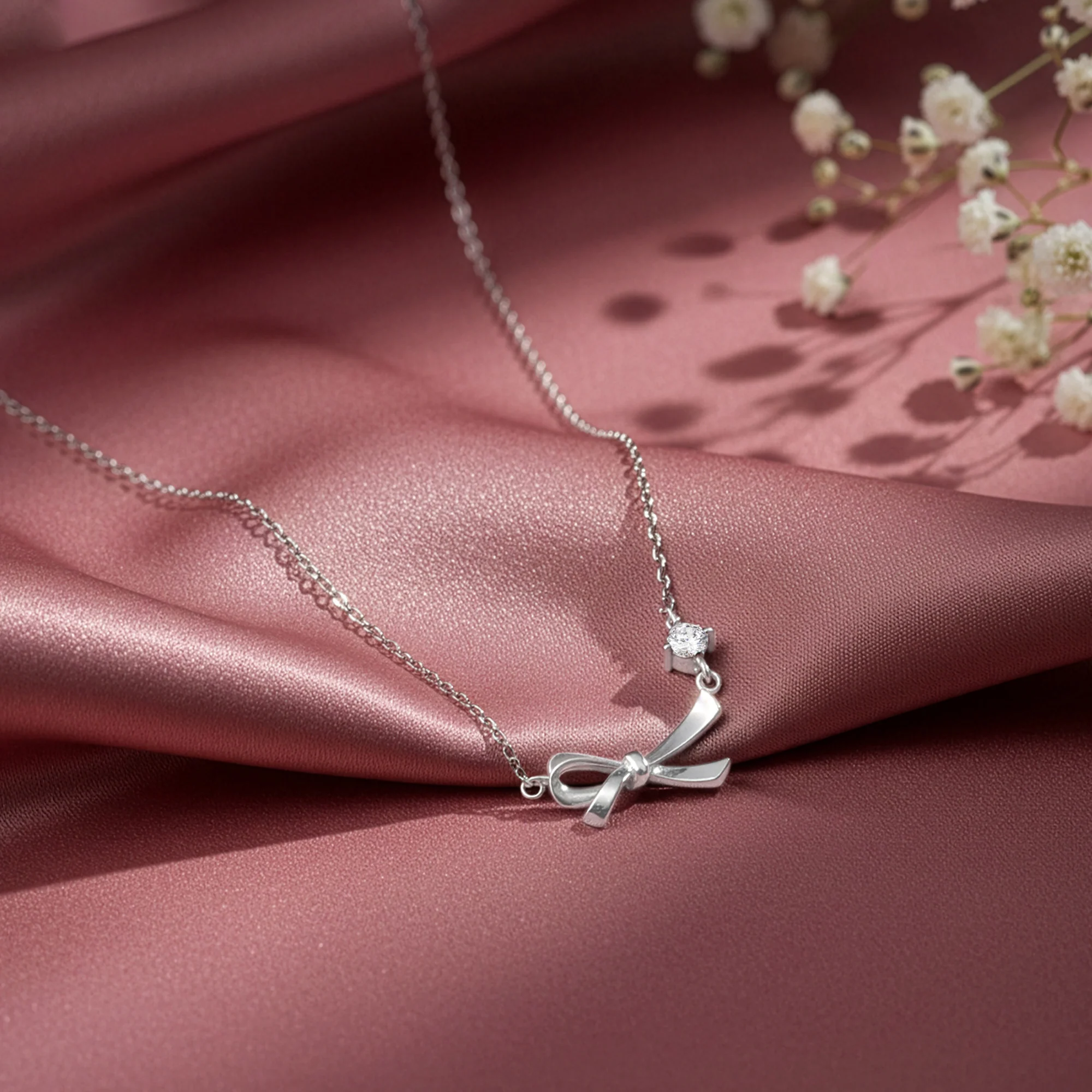 Silver Korean Bow Necklace - Image 2