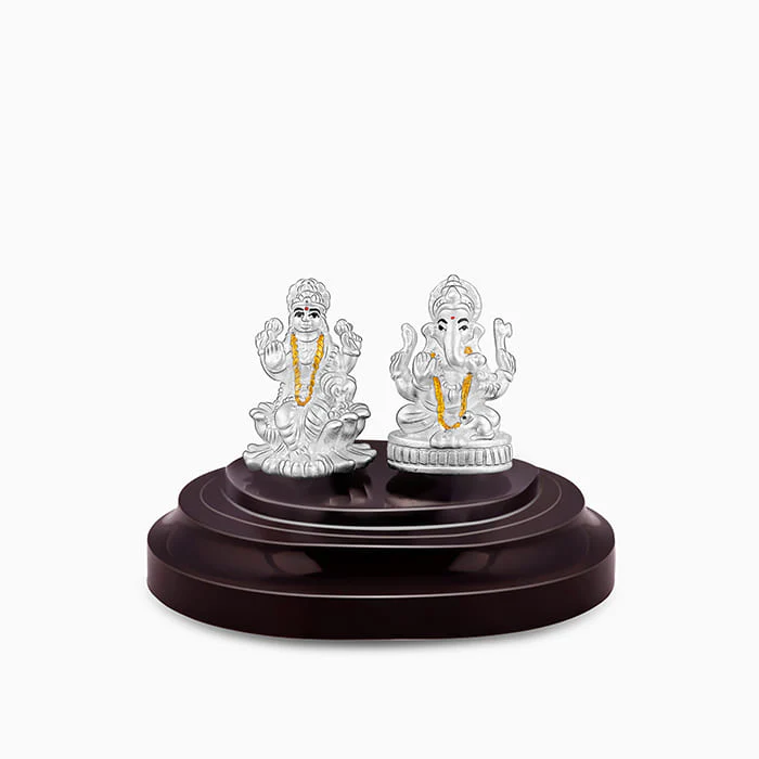 Silver Lakshmi and Ganesha Idol - Image 3