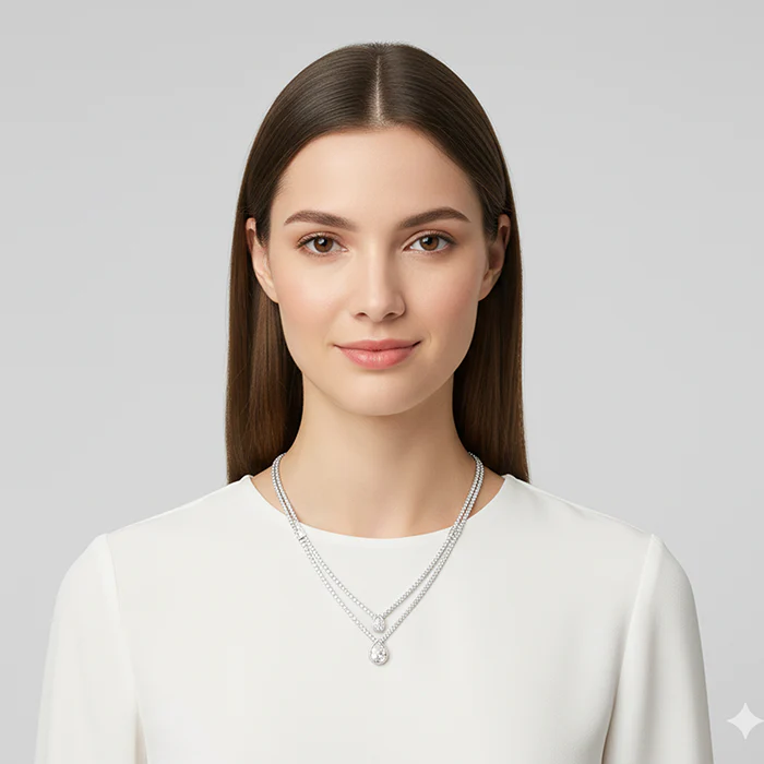 Anushka Sharma Silver Layered Drop necklace - Image 5